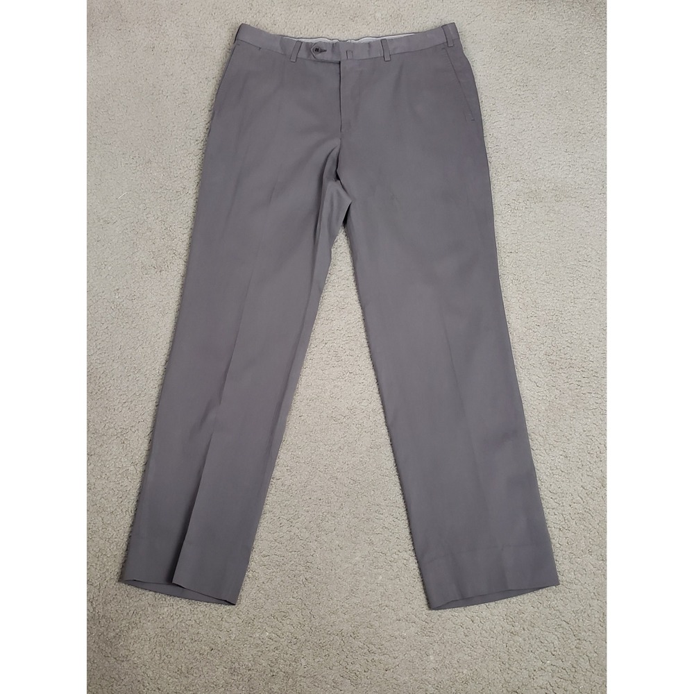 Ermenegildo Zegna Mens Grey Cotton Flat Front Dress Pants Trousers 52R IT 36W